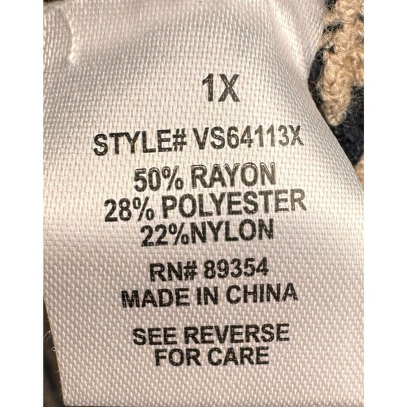 Adrienne Vittadini Women’s 1X‎ Open Cardigan Black Tan Pockets Fringe - Picture 7 of 10